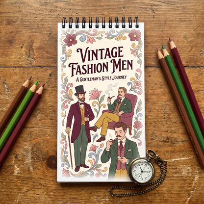 Vintage Fashion Men — 10x20 cm Cep Boy Boyama Kitabı