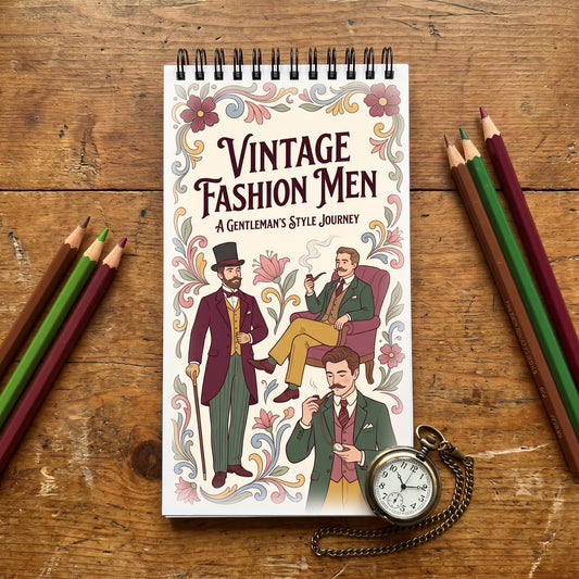 Vintage Fashion Men — 10x20 cm Cep Boy Boyama Kitabı