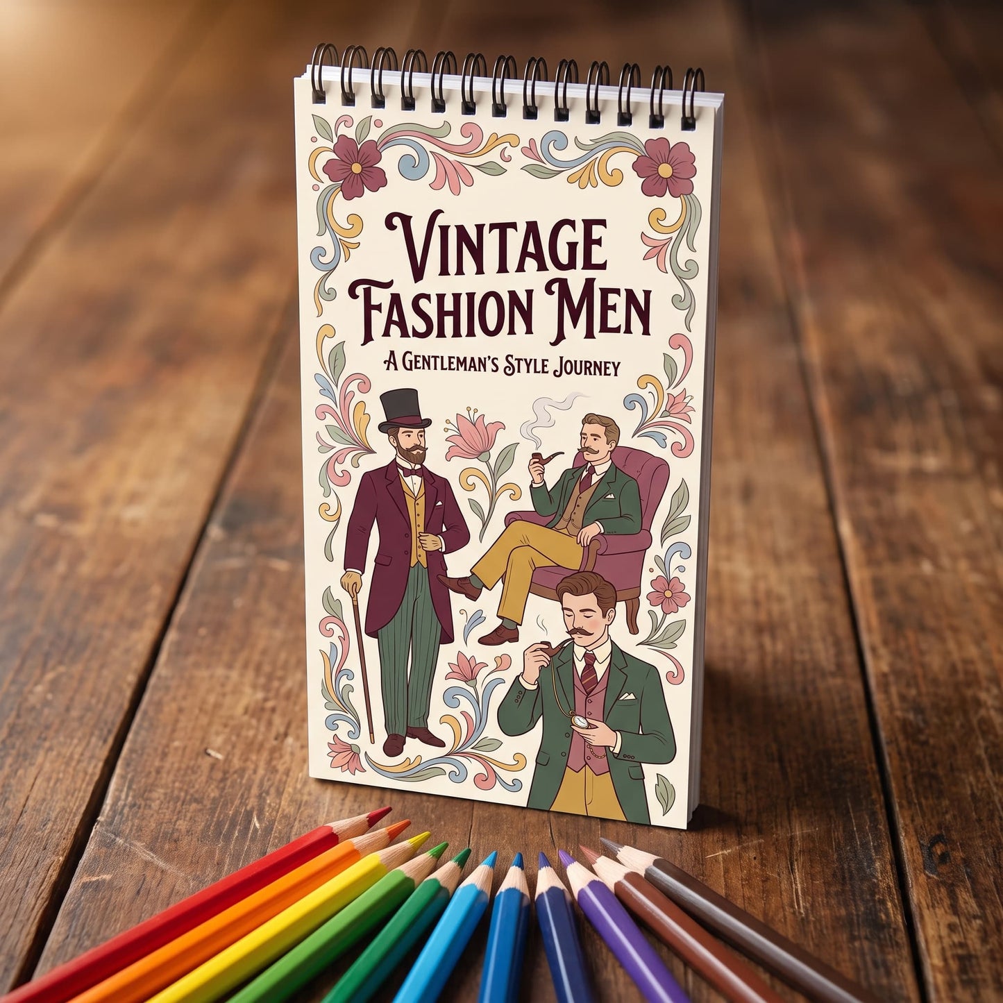 Vintage Fashion Men — 10x20 cm Cep Boy Boyama Kitabı