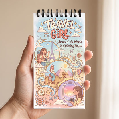Travel Girl: Around the World in Coloring Pages - 10X20 cm